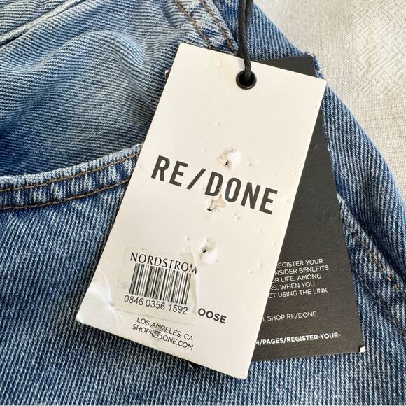 RE/DONE Destroyed 90s High Rise Loose Jeans in Destroyed Medium Blue 26 NWTs - Picture 10 of 16